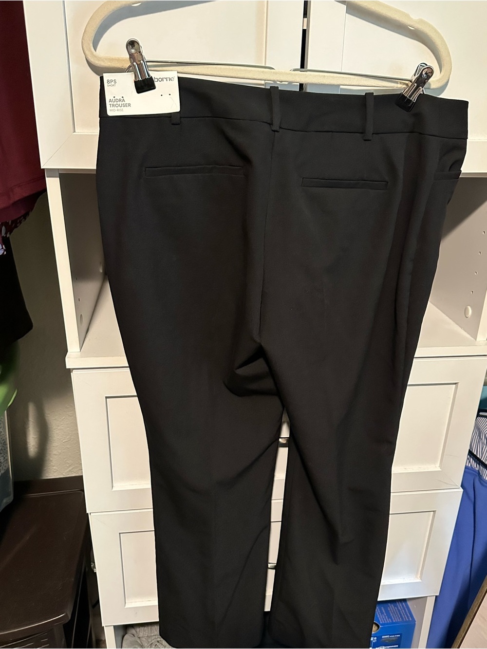 NWT Liz Claiborne Audra Black Mid Rise Trousers Size 8P Short Work Pants